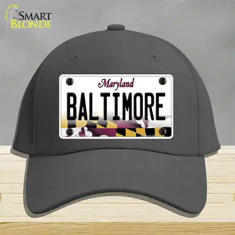 Baltimore Maryland Novelty License Plate Hat Cotton / Charcoal