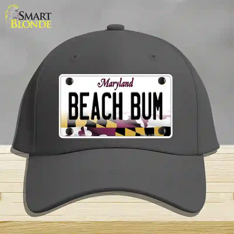 Beach Bum Maryland Novelty License Plate Hat Cotton / Charcoal