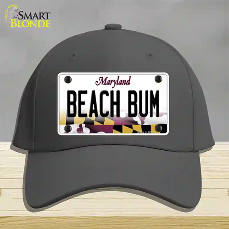 Beach Bum Maryland Novelty License Plate Hat Cotton / Charcoal