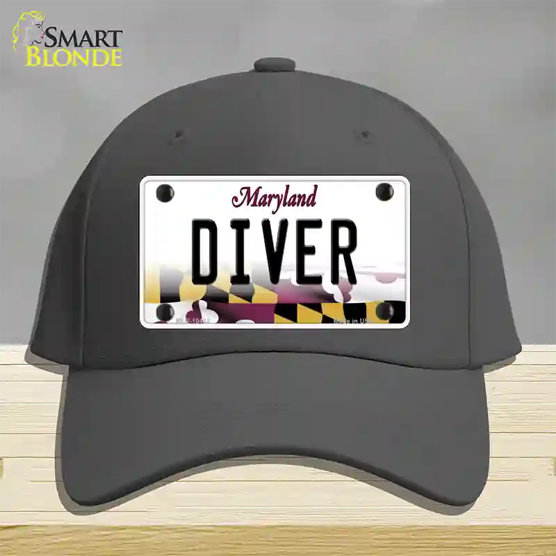 Diver Maryland Novelty License Plate Hat Cotton / Charcoal