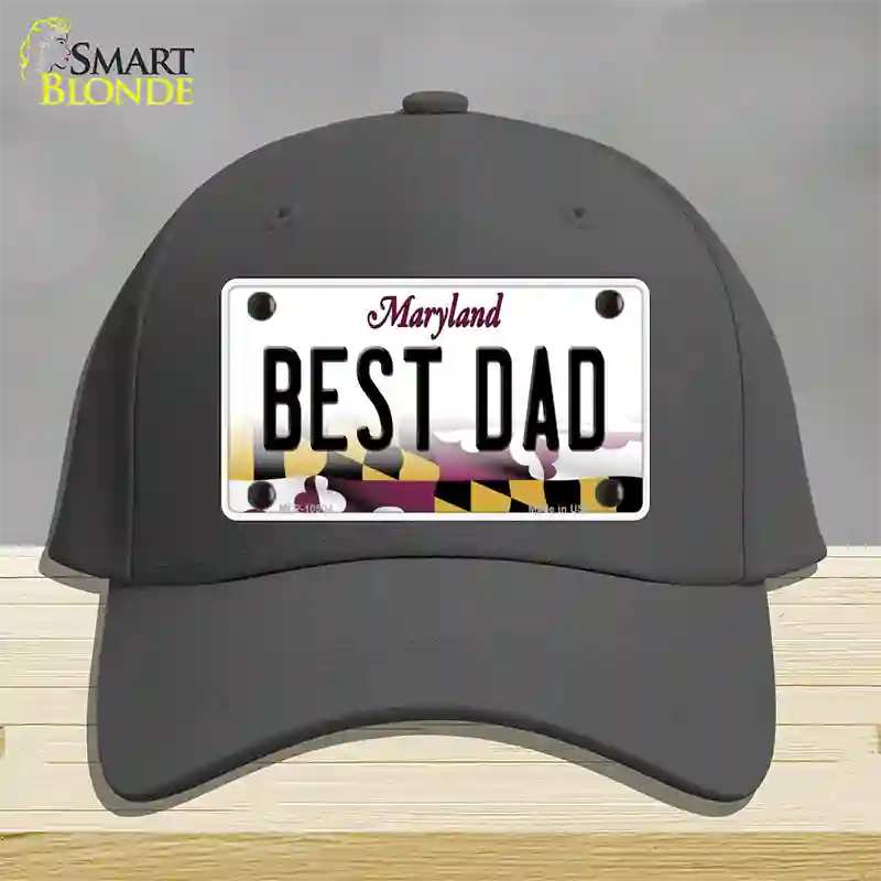 Best Dad Maryland Novelty License Plate Hat Cotton / Charcoal