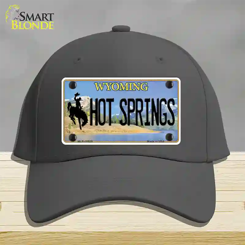 Hot Springs Wyoming Novelty License Plate Hat Cotton / Charcoal