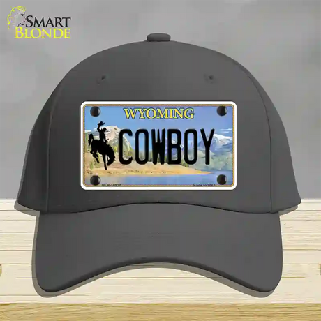 Cowboy Wyoming Novelty License Plate Hat Cotton / Charcoal