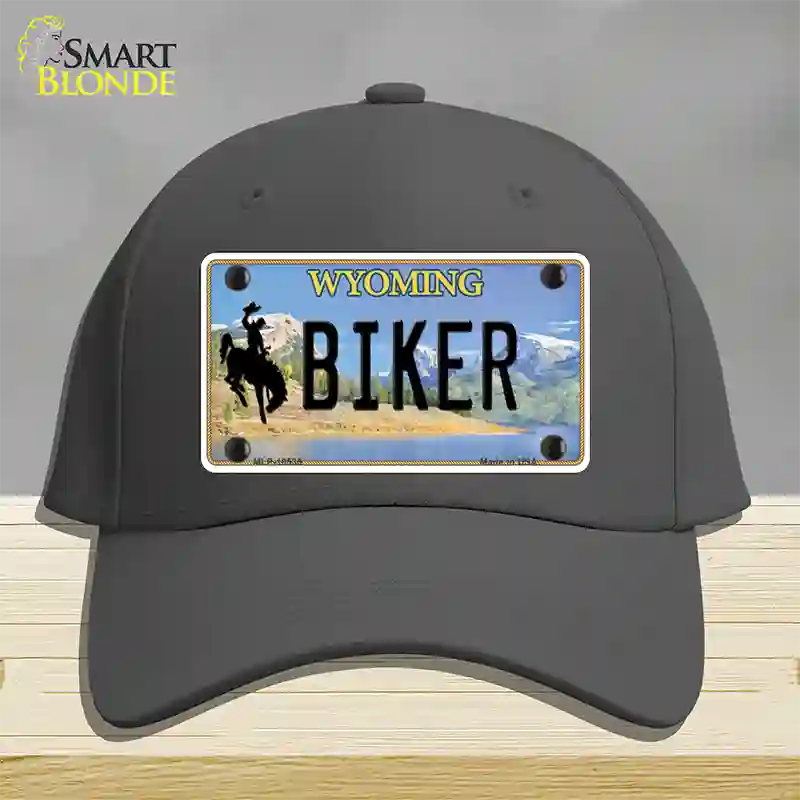 Biker Wyoming Novelty License Plate Hat Cotton / Charcoal