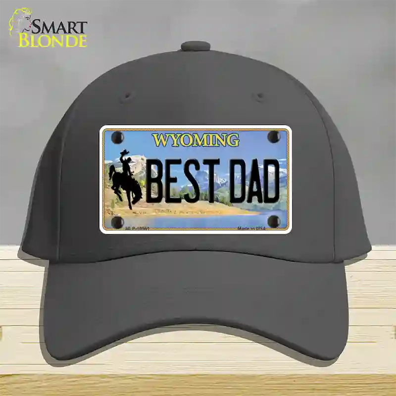 Best Dad Wyoming Novelty License Plate Hat Cotton / Charcoal