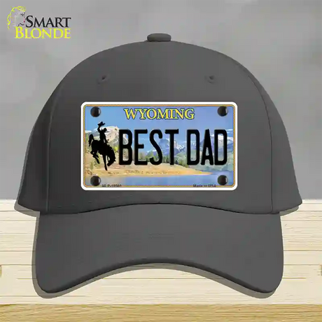 Best Dad Wyoming Novelty License Plate Hat Cotton / Charcoal