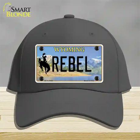 Rebel Wyoming Novelty License Plate Hat Cotton / Charcoal