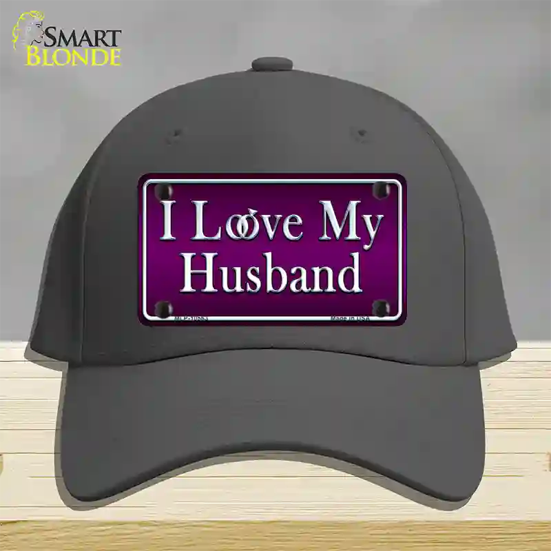 I Love My Husband Novelty License Plate Hat Cotton / Charcoal