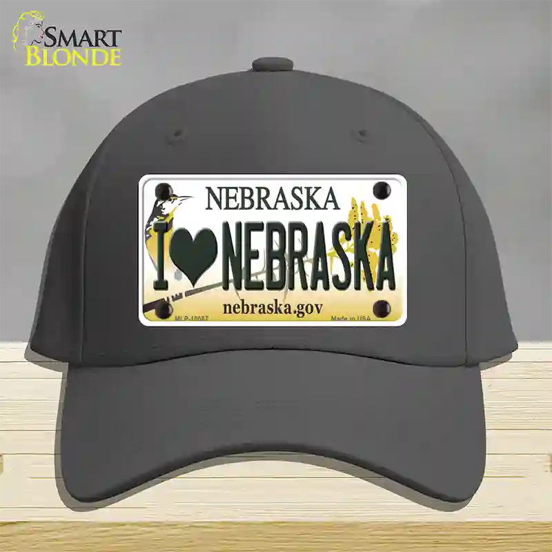 I Love Nebraska Novelty License Plate Hat Cotton / Charcoal