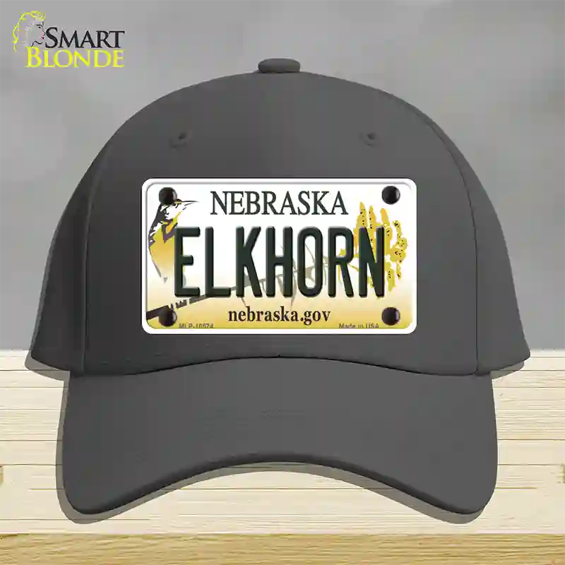 Elkhorn Nebraska Novelty License Plate Hat Cotton / Charcoal