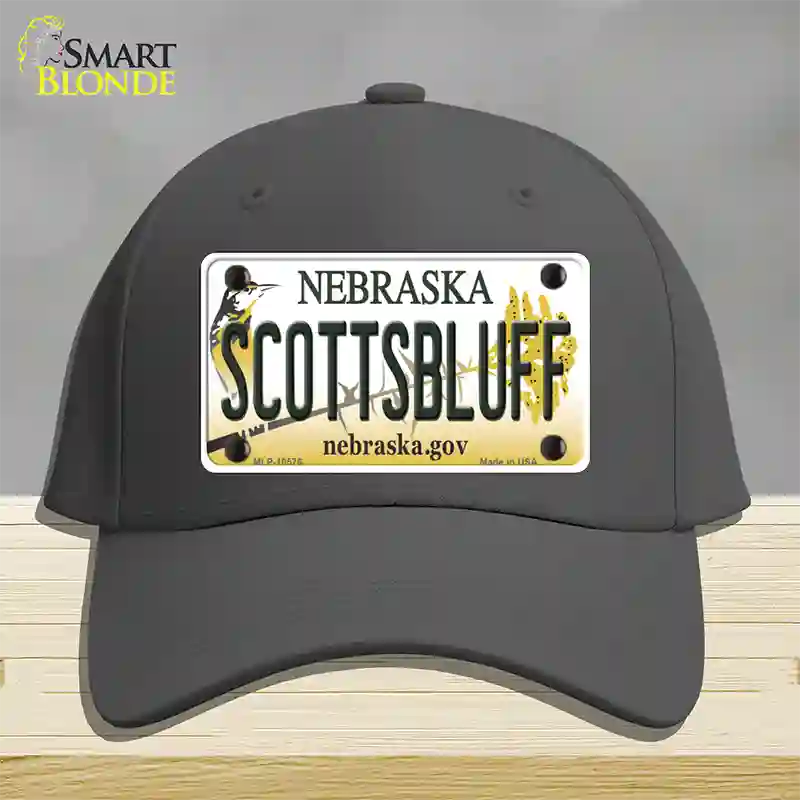 Scottsbluff Nebraska Novelty License Plate Hat Cotton / Charcoal