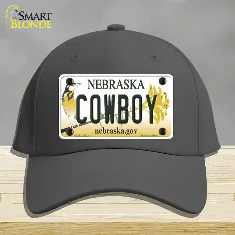 Cowboy Nebraska Novelty License Plate Hat Cotton / Charcoal