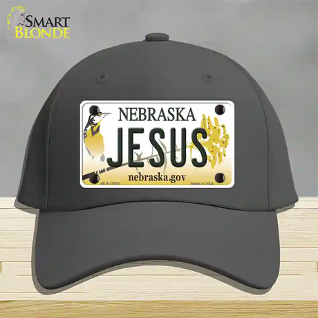 Jesus Nebraska Novelty License Plate Hat Cotton / Charcoal