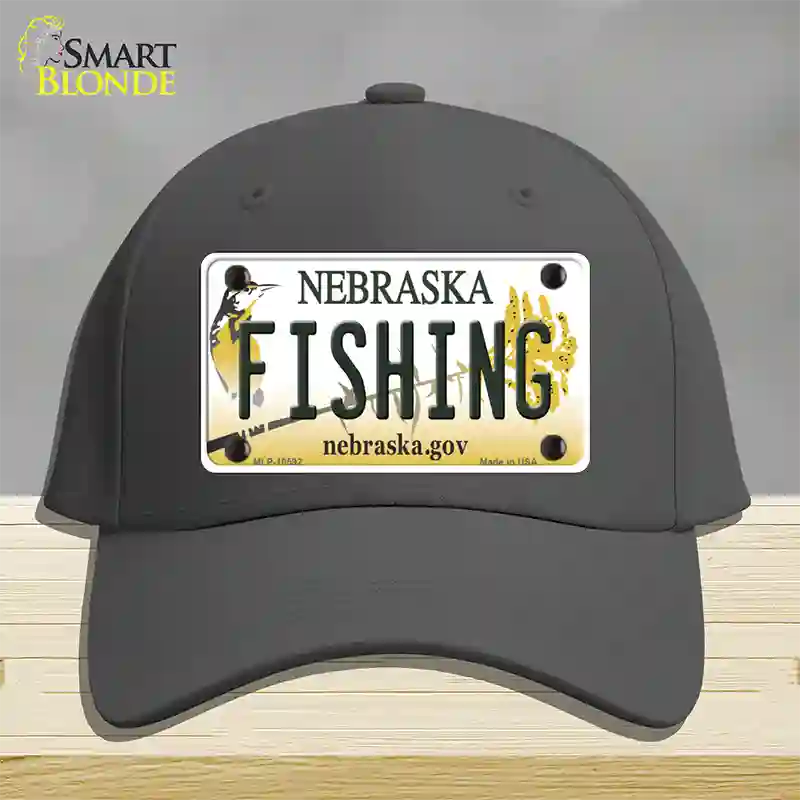 Fishing Nebraska Novelty License Plate Hat Cotton / Charcoal