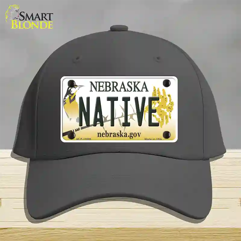 Native Nebraska Novelty License Plate Hat Cotton / Charcoal