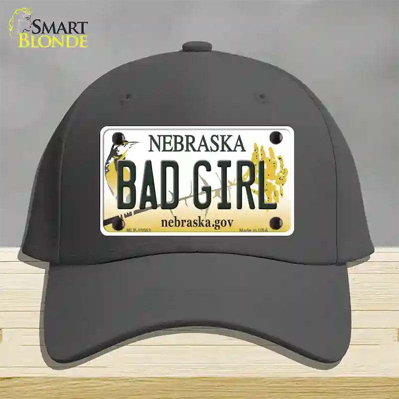 Bad Girl Nebraska Novelty License Plate Hat Cotton / Charcoal