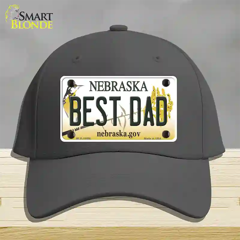 Best Dad Nebraska Novelty License Plate Hat Cotton / Charcoal