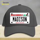 Madison Wisconsin Novelty License Plate Hat Cotton / Charcoal