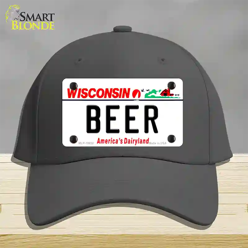 Beer Wisconsin Novelty License Plate Hat Cotton / Charcoal