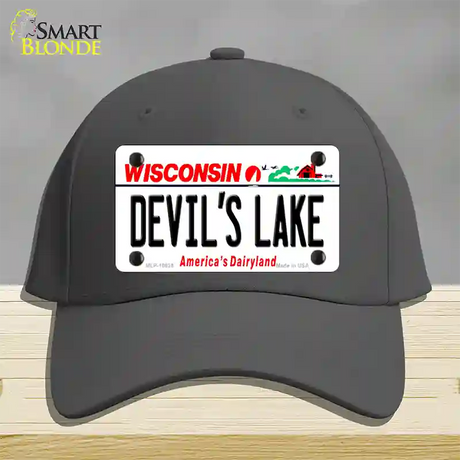 Devils Lake Wisconsin Novelty License Plate Hat Cotton / Charcoal