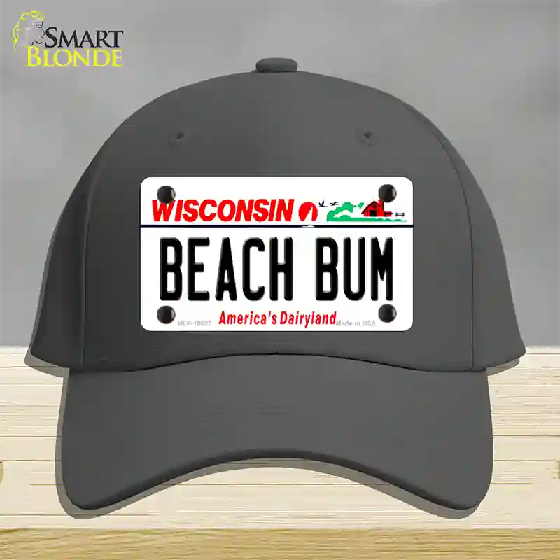 Beach Bum Wisconsin Novelty License Plate Hat Cotton / Charcoal