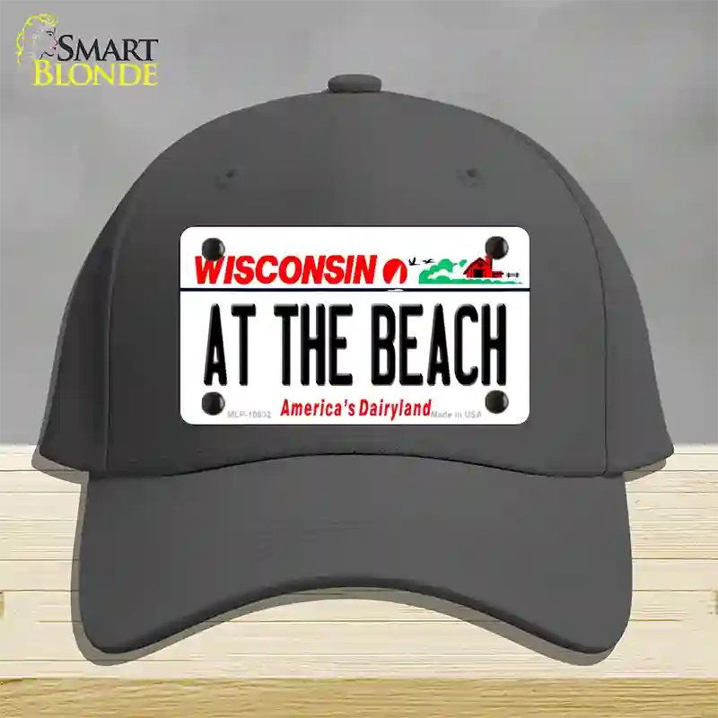 At The Beach Wisconsin Novelty License Plate Hat Cotton / Charcoal