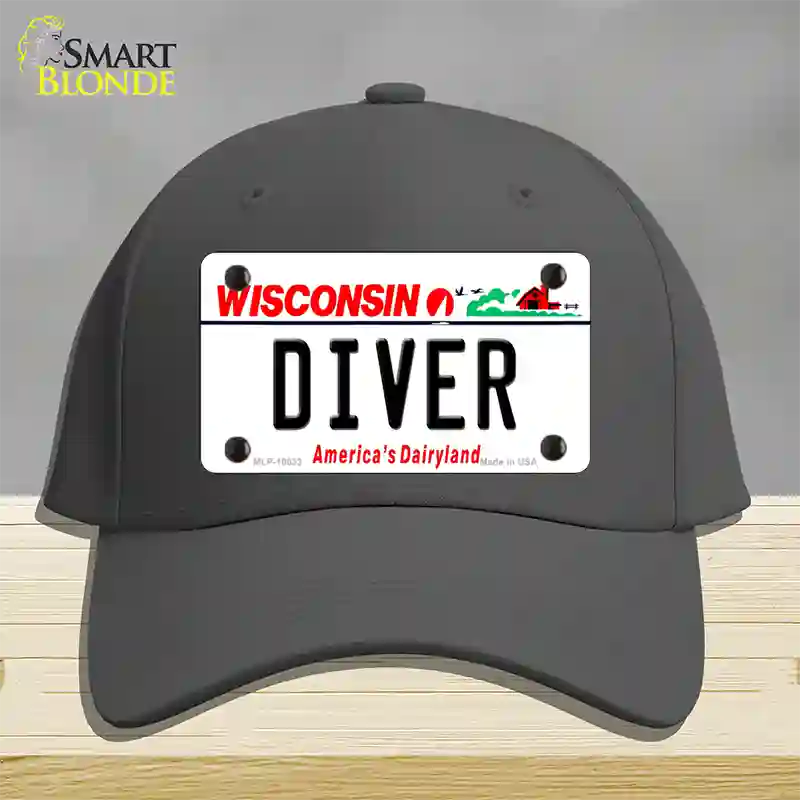 Diver Wisconsin Novelty License Plate Hat Cotton / Charcoal