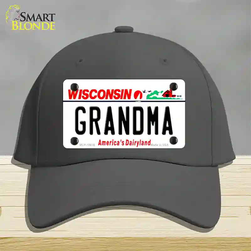 Grandma Wisconsin Novelty License Plate Hat Cotton / Charcoal