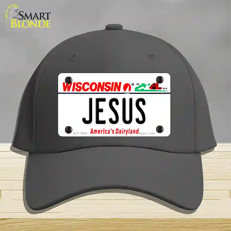 Jesus Wisconsin Novelty License Plate Hat Cotton / Charcoal