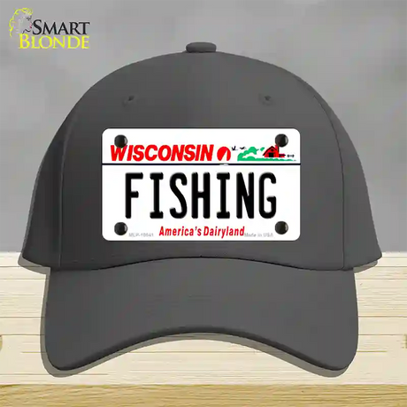 Fishing Wisconsin Novelty License Plate Hat Cotton / Charcoal