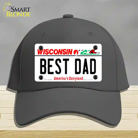 Best Dad Wisconsin Novelty License Plate Hat Cotton / Charcoal