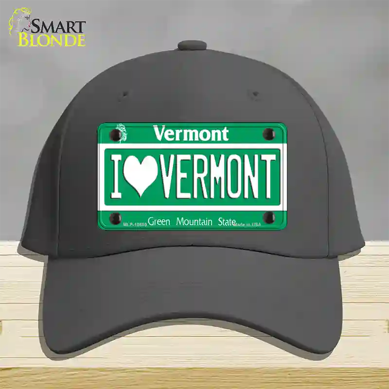 I Love Vermont Novelty License Plate Hat Cotton / Charcoal