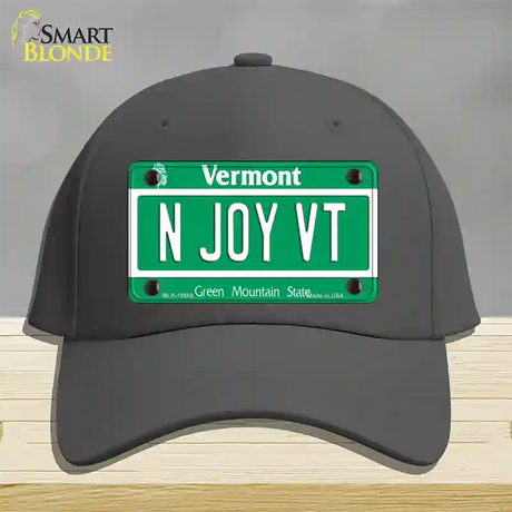 N Joy VT Vermont Novelty License Plate Hat Cotton / Charcoal