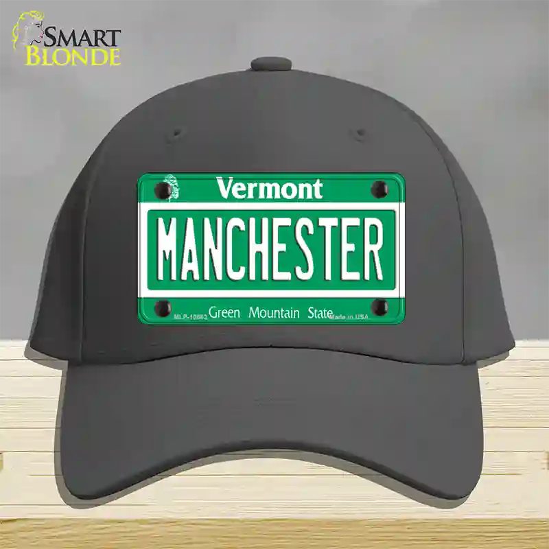 Manchester Vermont Novelty License Plate Hat Cotton / Charcoal