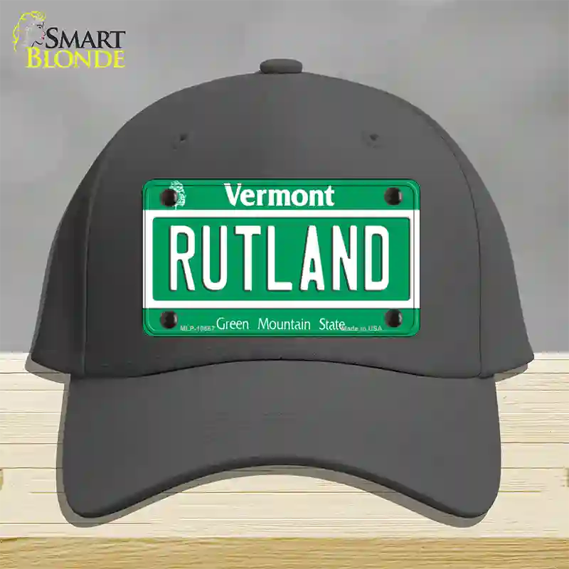 Rutland Vermont Novelty License Plate Hat Cotton / Charcoal