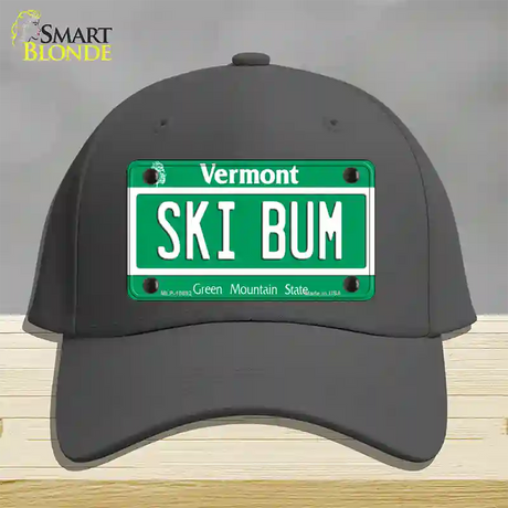 Ski Bum Vermont Novelty License Plate Hat Cotton / Charcoal