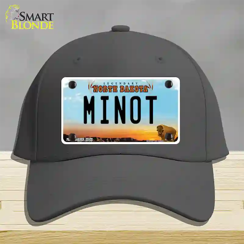 Minot North Dakota Novelty License Plate Hat Cotton / Charcoal