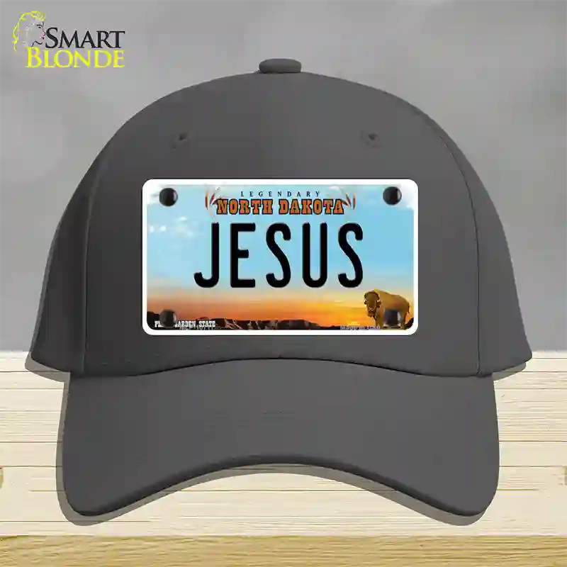 Jesus North Dakota Novelty License Plate Hat Cotton / Charcoal