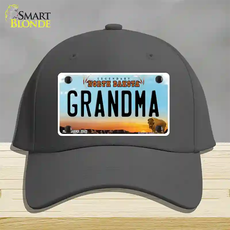 Grandma North Dakota Novelty License Plate Hat Cotton / Charcoal