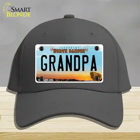 Grandpa North Dakota Novelty License Plate Hat Cotton / Charcoal