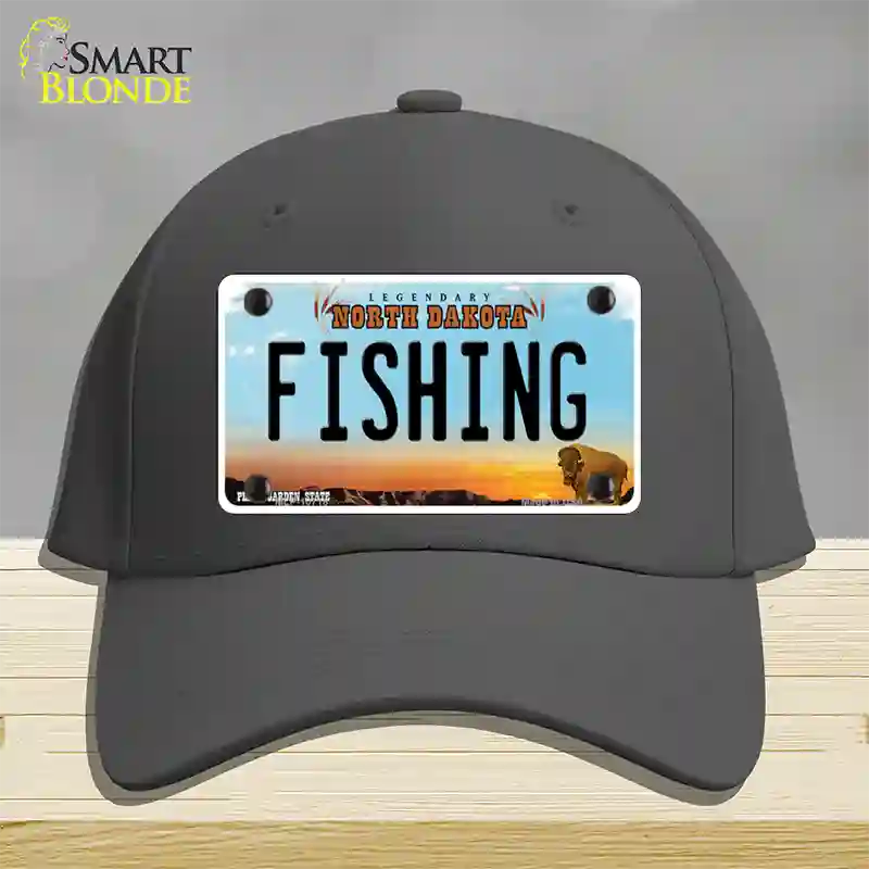 Fishing North Dakota Novelty License Plate Hat Cotton / Charcoal