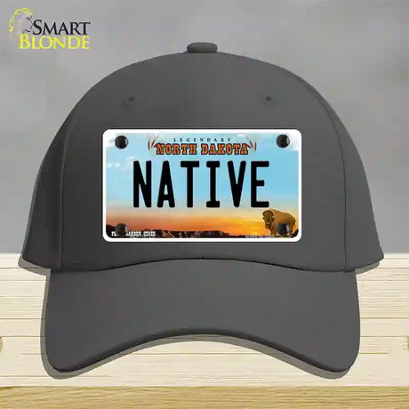 Native North Dakota Novelty License Plate Hat Cotton / Charcoal