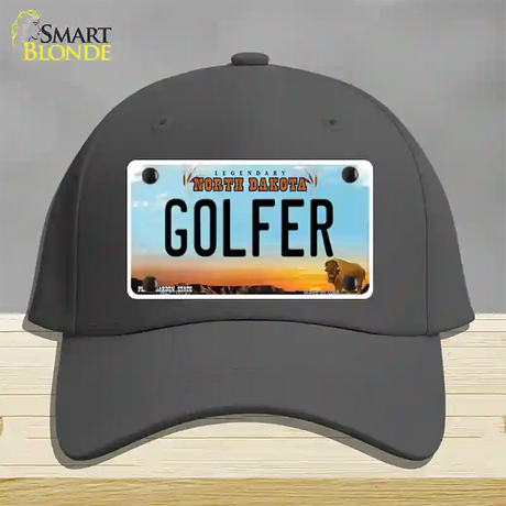 Golfer North Dakota Novelty License Plate Hat Cotton / Charcoal