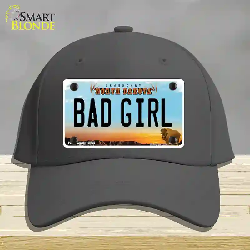 Bad Girl North Dakota Novelty License Plate Hat Cotton / Charcoal