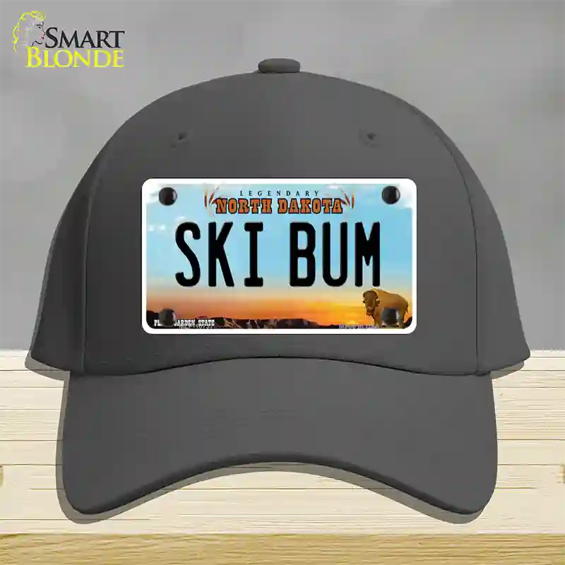 Ski Bum North Dakota Novelty License Plate Hat Cotton / Charcoal