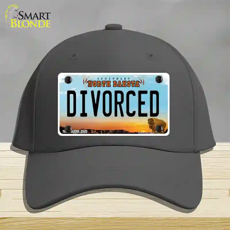 Divorced North Dakota Novelty License Plate Hat Cotton / Charcoal