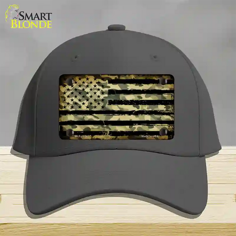 Camo American Flag Novelty License Plate Hat Cotton / Charcoal