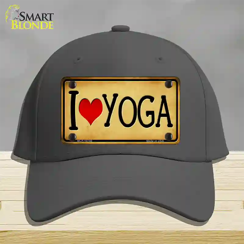 I Heart Yoga Novelty License Plate Hat Cotton / Charcoal