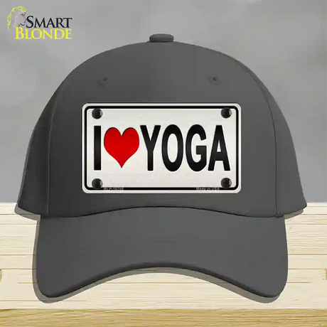 I Love Yoga Silver Novelty License Plate Hat Cotton / Charcoal