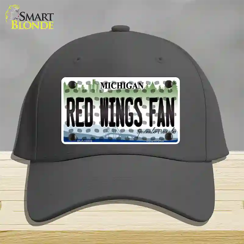 Red Wings Fan Michigan Novelty License Plate Hat Cotton / Charcoal